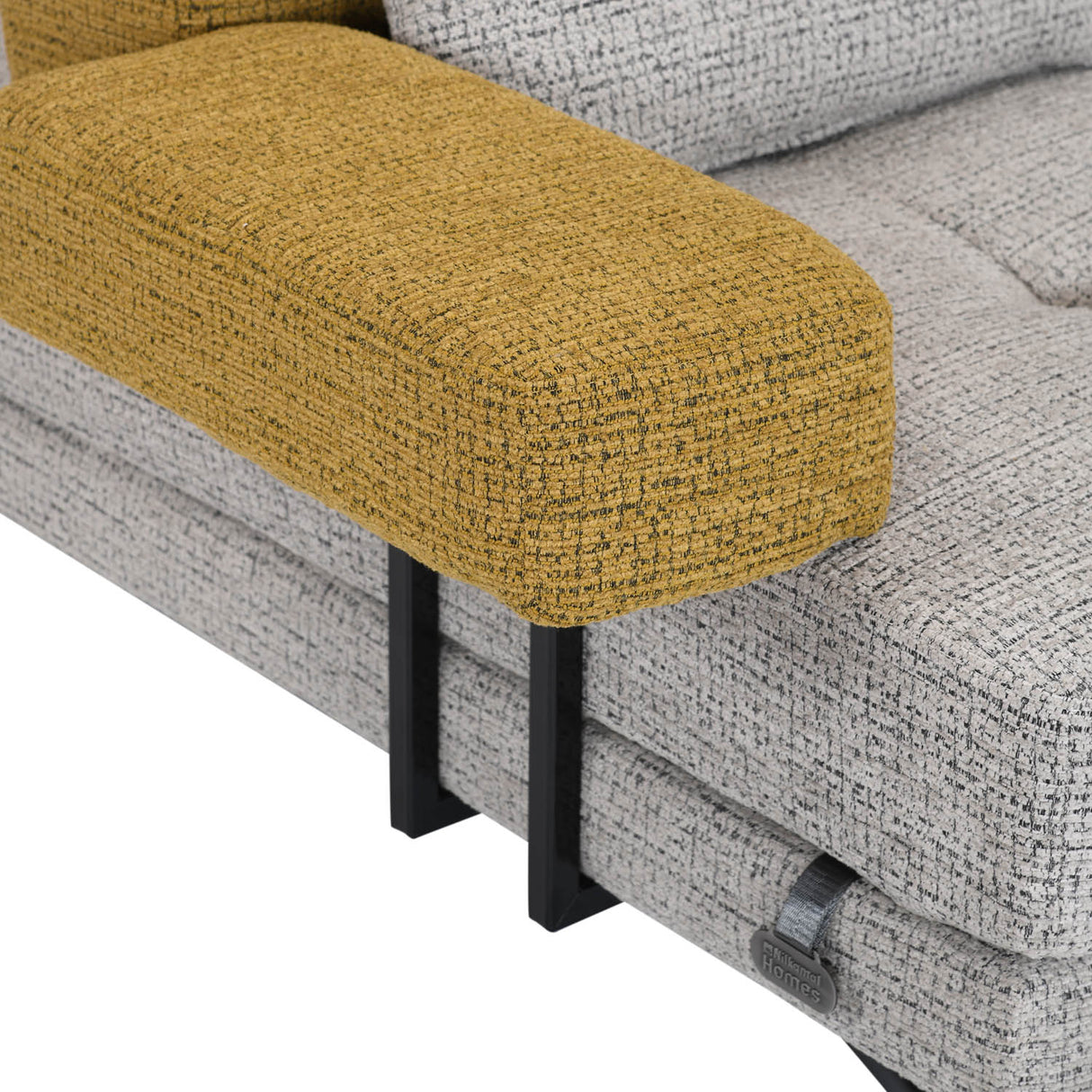 Nocta 2 Seater Fabric Sofa- Mustard and Grey