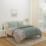 Floral Polyester 4 Pieces Double Bedding Set (Mint & Peach)
