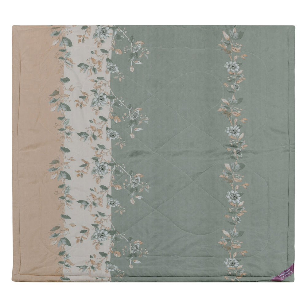 Floral Polyester 4 Pieces Double Bedding Set (Mint & Peach)