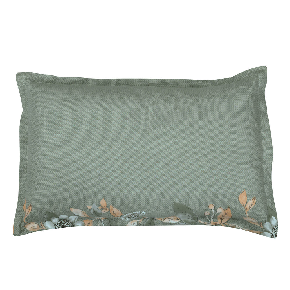 Floral Polyester 4 Pieces Double Bedding Set (Mint & Peach)