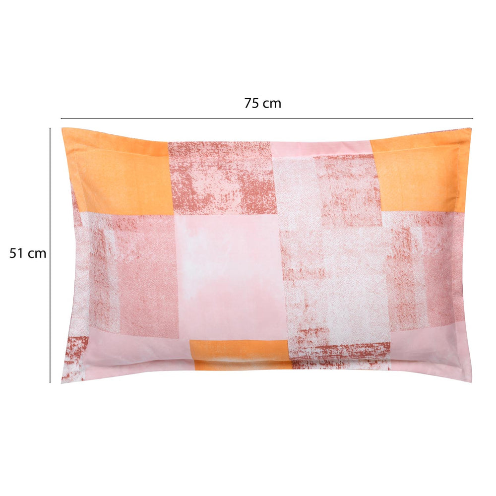 Checkered Pattern Polyester King Bedsheet with Pillow Covers- Multicolor