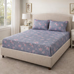 Floral Blossom Polyester King Bedsheet with Pillow Covers- Multicolor