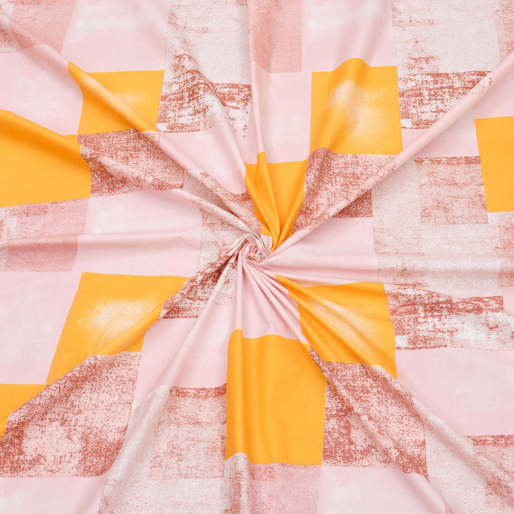 Checkered Pattern Polyester King Bedsheet with Pillow Covers- Multicolor