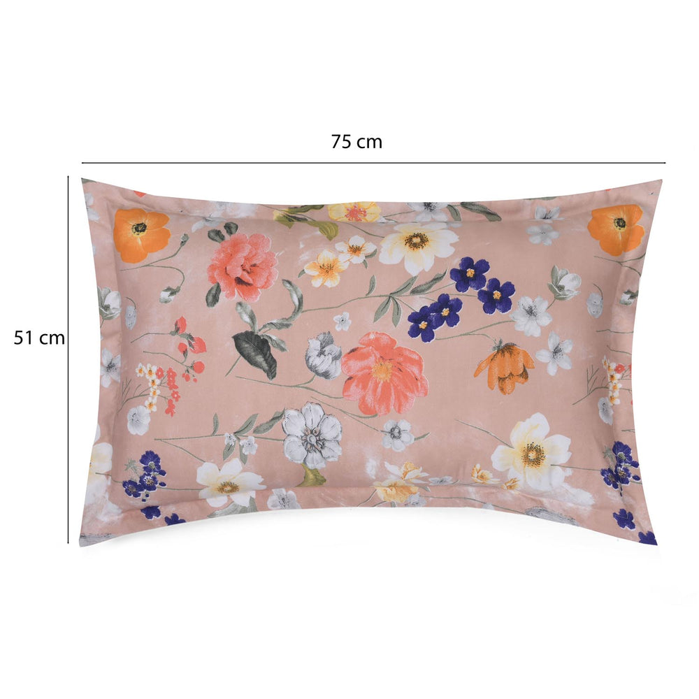 Floral Bloom Polyester King Bedsheet with Pillow Covers- Multicolor
