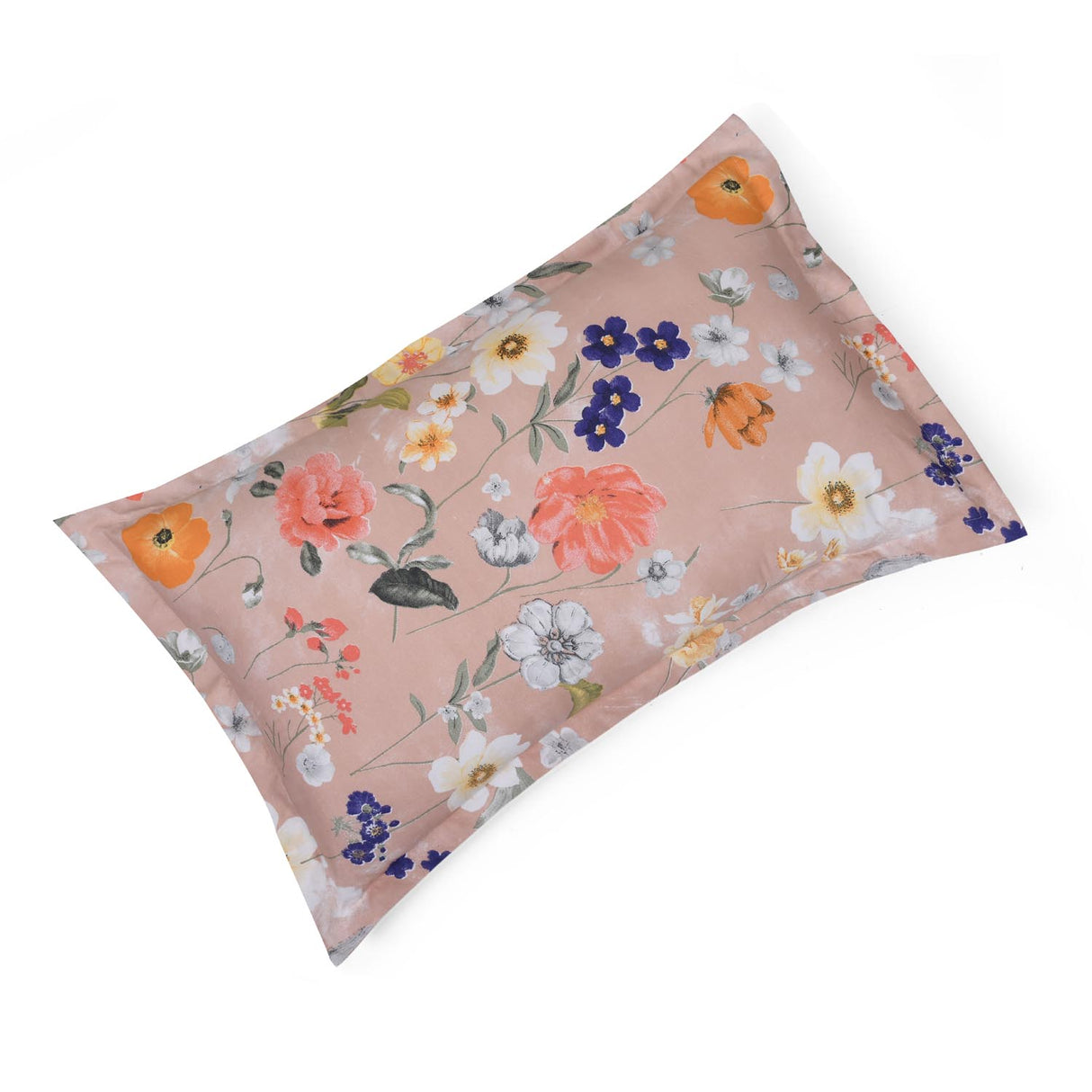 Floral Bloom Polyester King Bedsheet with Pillow Covers- Multicolor