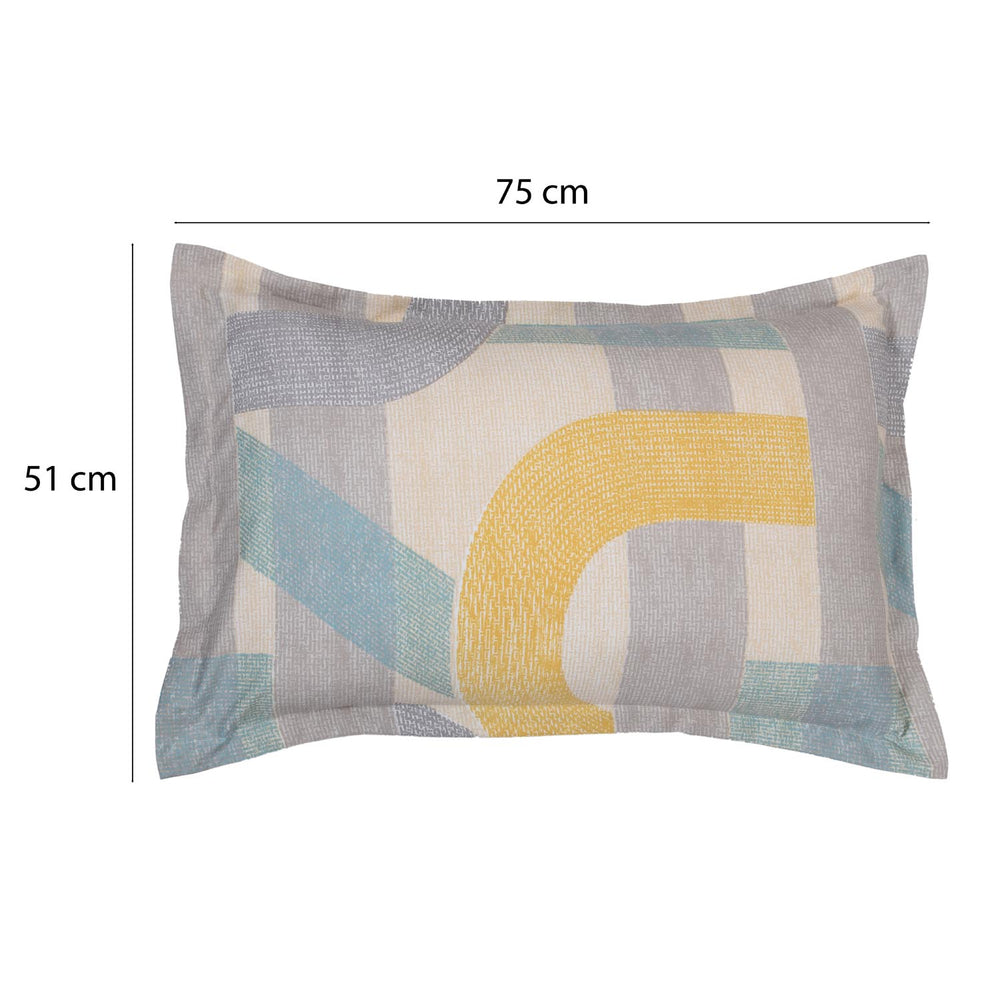 Geometric Arch Polyester Single Bedsheet with Pillow Cover- Multicolor