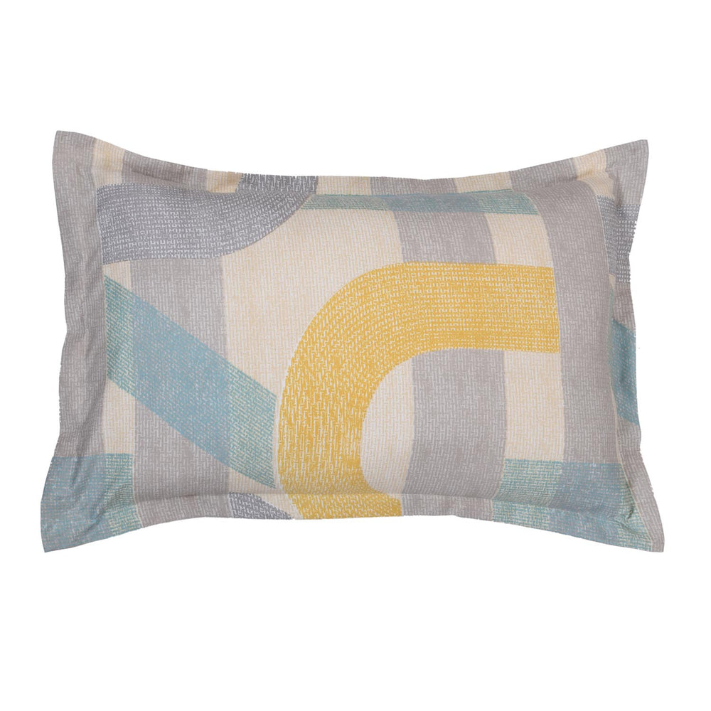 Geometric Arch Polyester Single Bedsheet with Pillow Cover- Multicolor