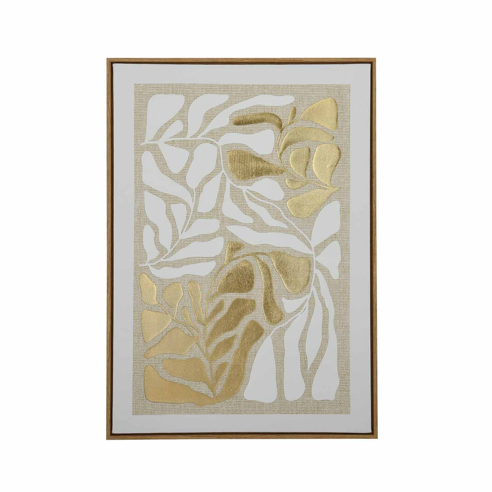 Foliage - II Canvas Painting- White and Gold