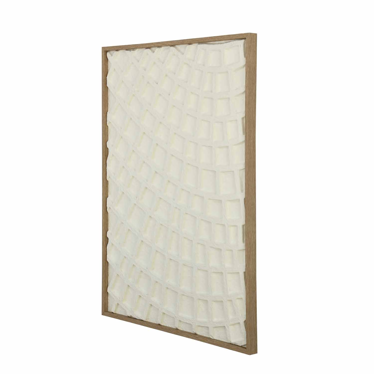 Waffle Curve Canvas Wall Painting- White