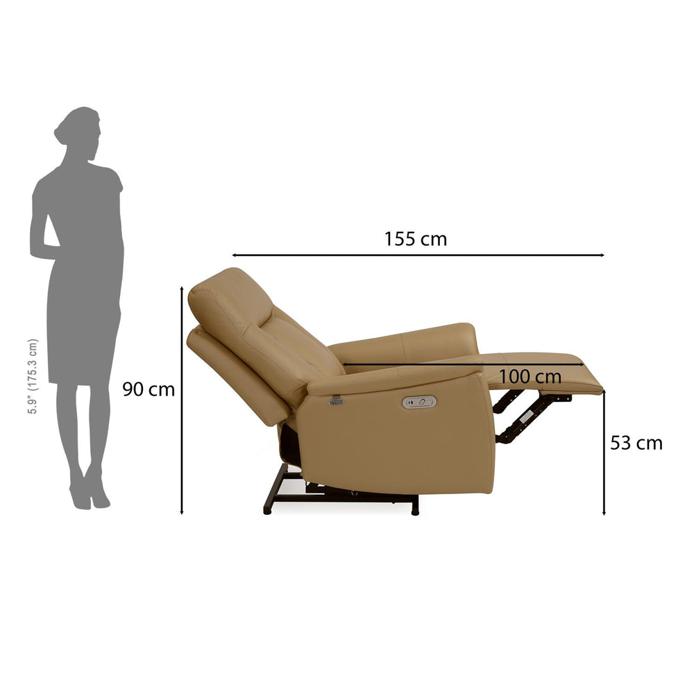 Credal 1 Seater Electric Rocker Recliner Sofa- Mustard
