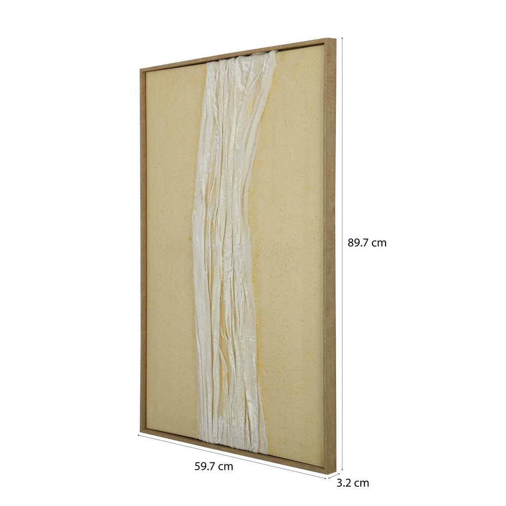 Cloth Art Canvas Wall Painting- Cream and White