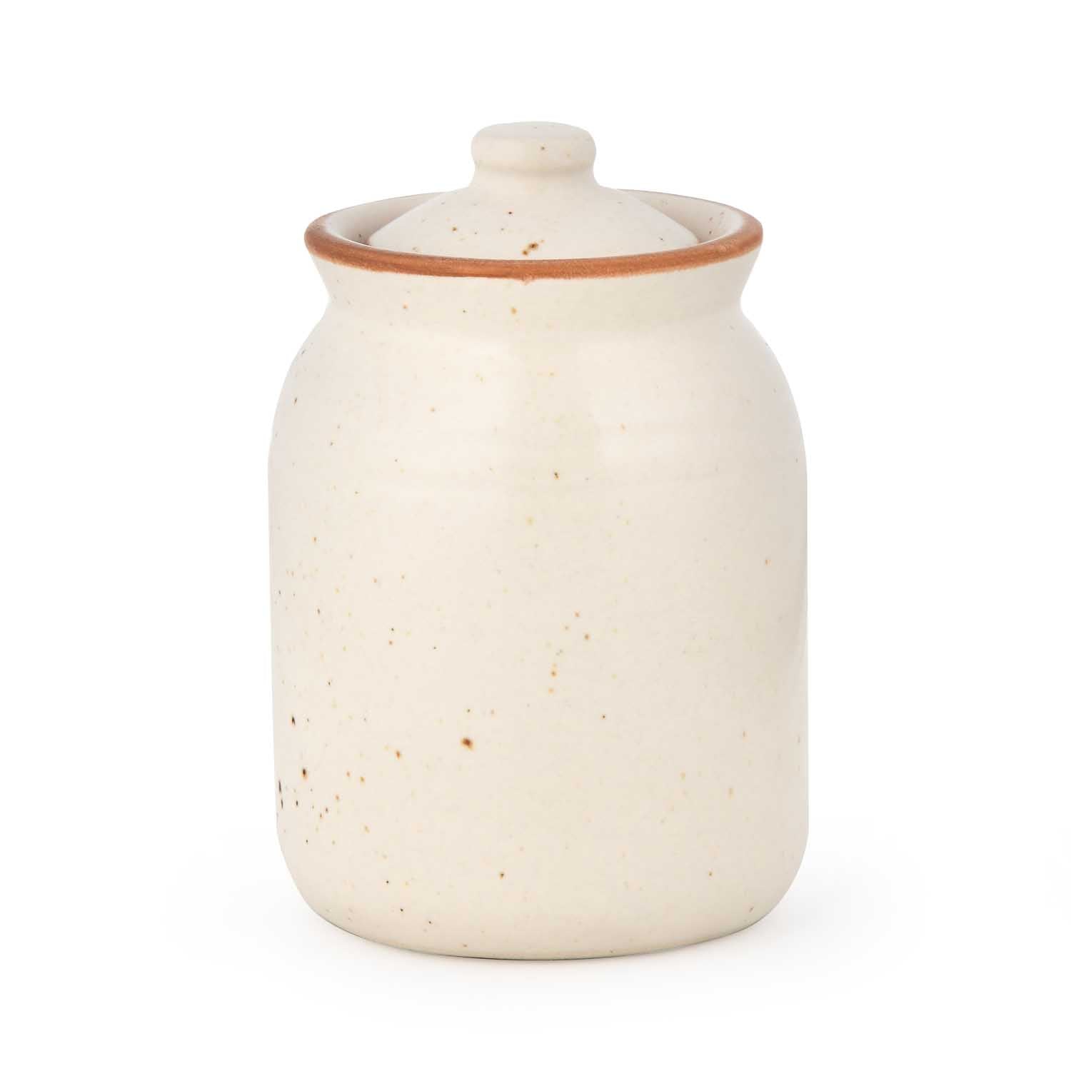 Multipurpose Stoneware Condiment Small Jar- Cream