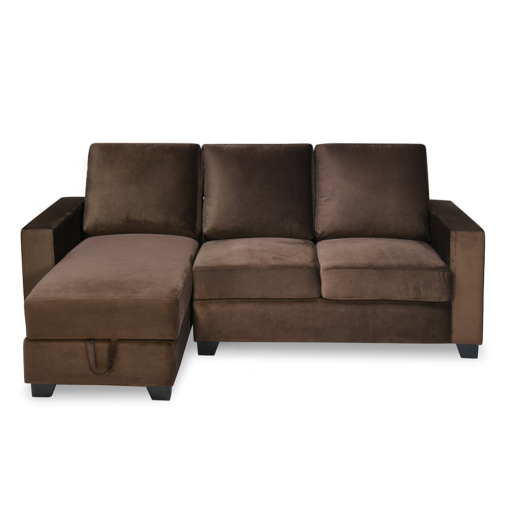 Shirley 2 Seater Fabric Lounger Sofa- Choco Brown