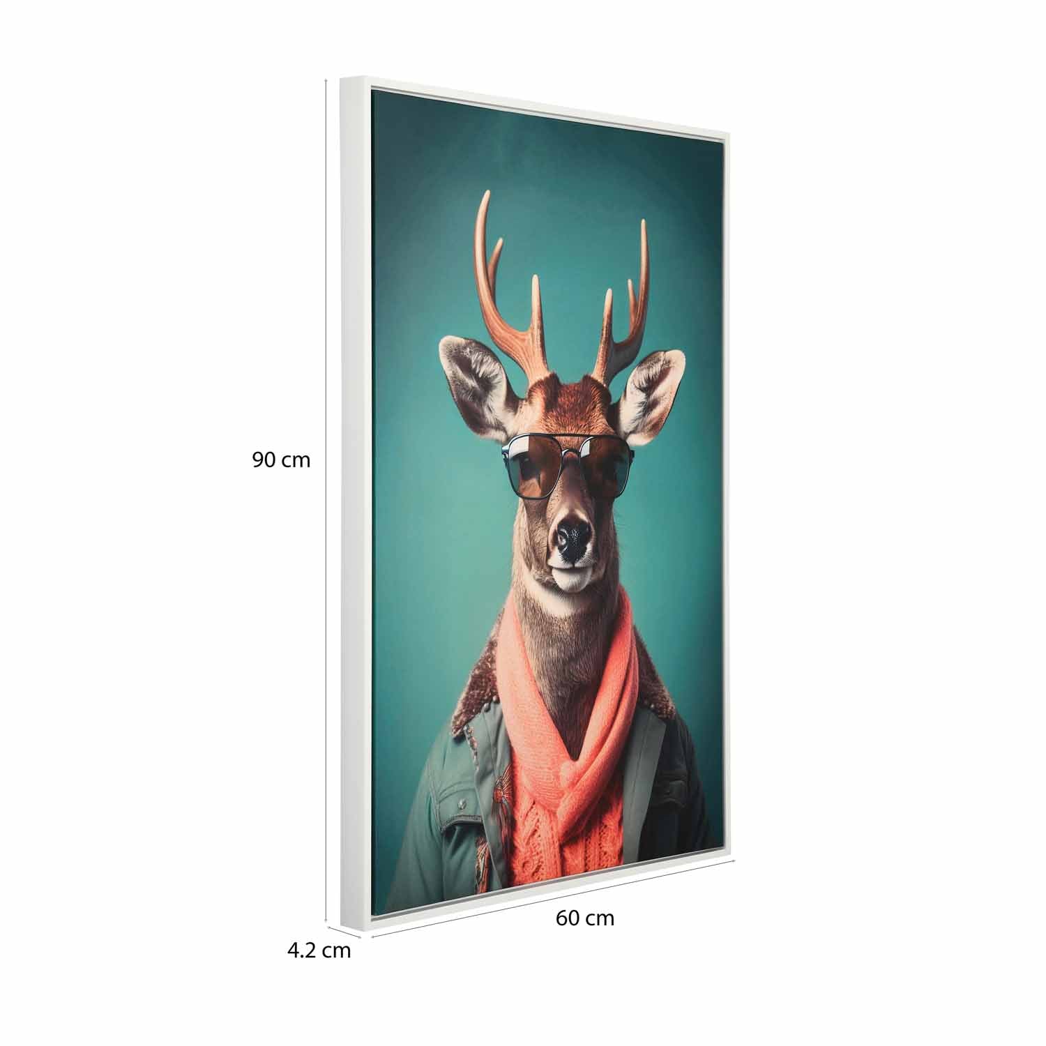 Deer with Glasses Canvas Wall Painting- Blue