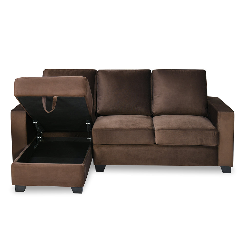 Shirley 2 Seater Fabric Lounger Sofa- Choco Brown