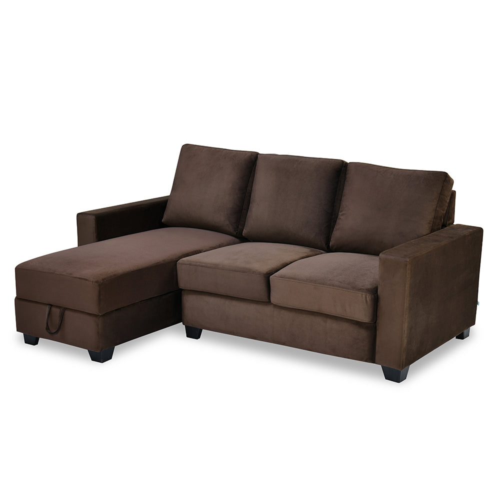 Shirley 2 Seater Fabric Lounger Sofa- Choco Brown