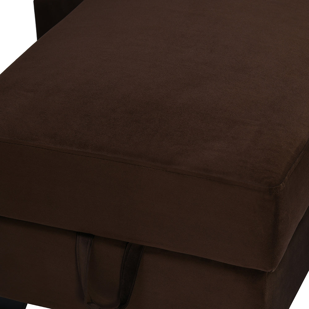 Shirley 2 Seater Fabric Lounger Sofa- Choco Brown