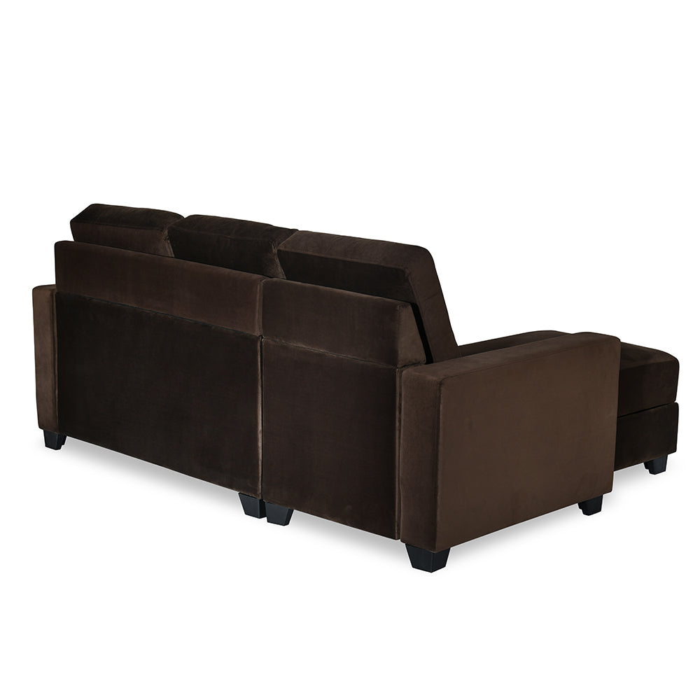 Shirley 2 Seater Fabric Lounger Sofa- Choco Brown