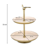 Peacock 2 Tier Pastry Stand- Off-white and Gold