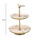 Peacock 2 Tier Pastry Stand- Off-white and Gold