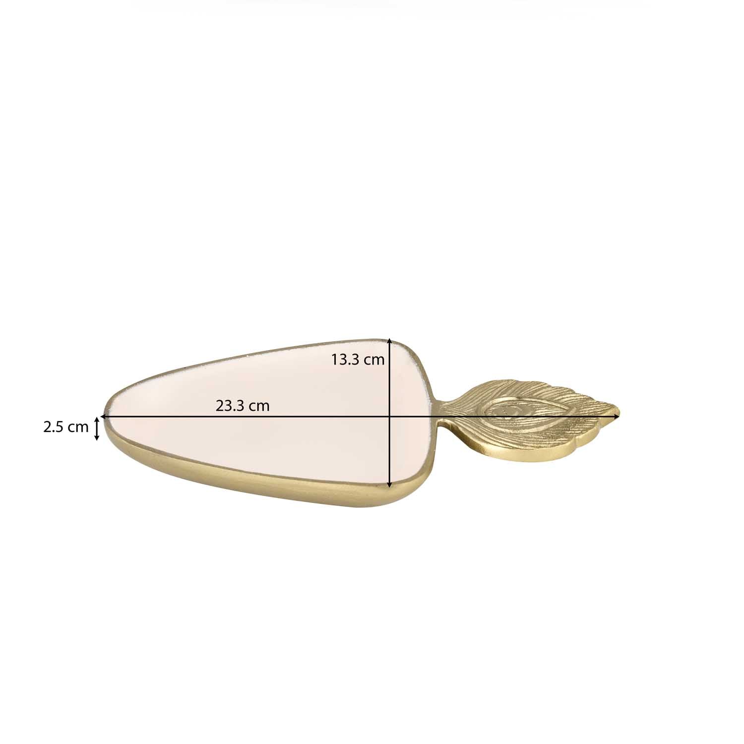 Peacock Feather Serving Platter Small- Off-white and Gold