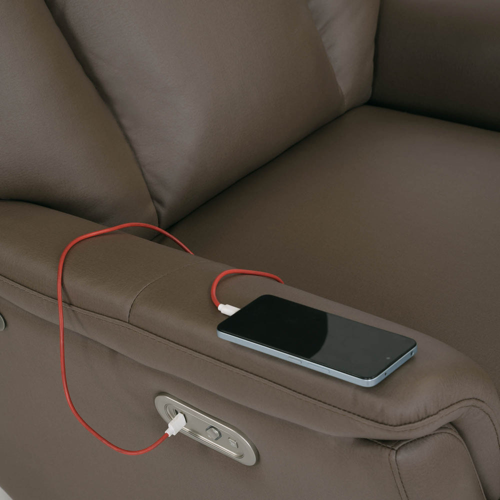 Credal 1 Seater Electric Rocker Recliner Sofa- Brown