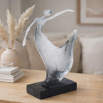 Decorative Modern Abstract Dancing Lady Polyresin Showpiece- Silver and Black