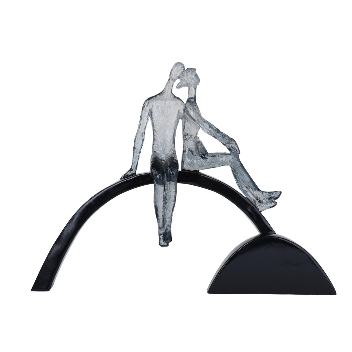 Decorative Modern Abstract Couple Polyresin Showpiece- Silver and Black