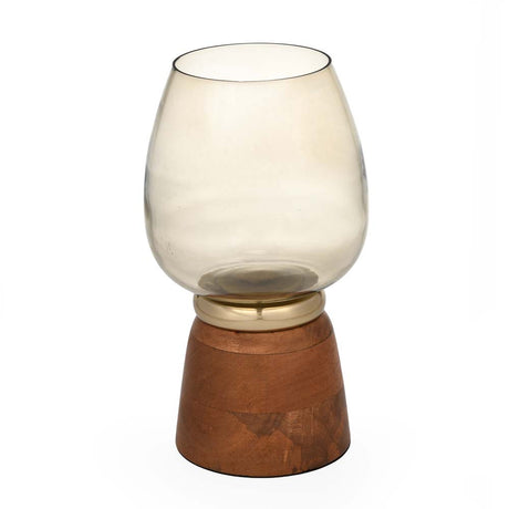 Hurricane Curve Decorative Candle Holder Small- Brown and Gold
