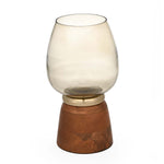 Hurricane Curve Decorative Candle Holder Small- Brown and Gold
