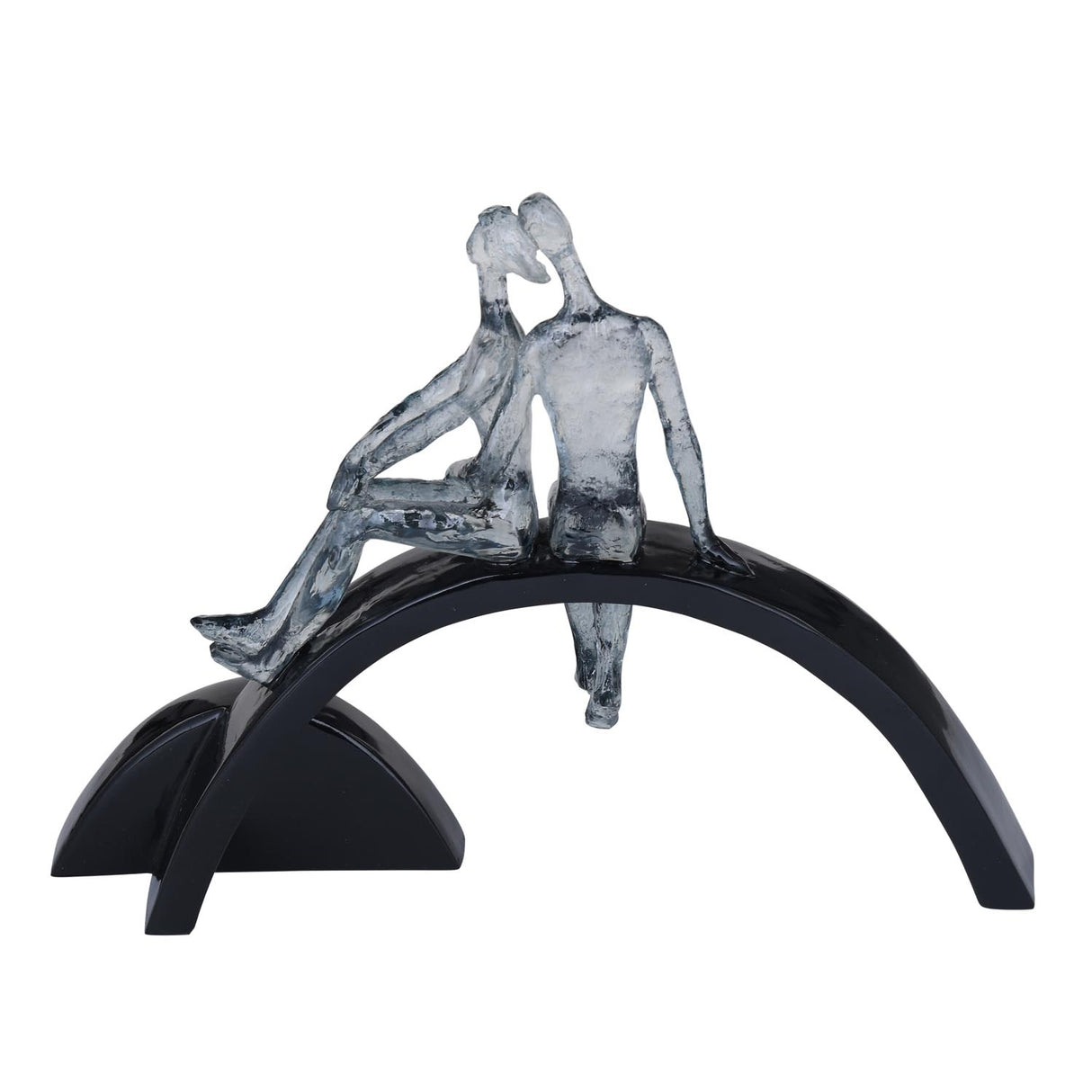 Decorative Modern Abstract Couple Polyresin Showpiece- Silver and Black