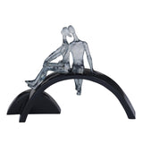 Decorative Modern Abstract Couple Polyresin Showpiece- Silver and Black