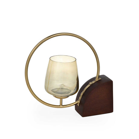 Decorative Golden Ring Candle Holder Small- Brown and Gold