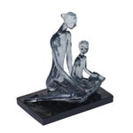 Decorative Modern Abstract Mother and Daughter Polyresin Showpiece- Silver and Black