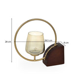Decorative Golden Ring Candle Holder Small- Brown and Gold