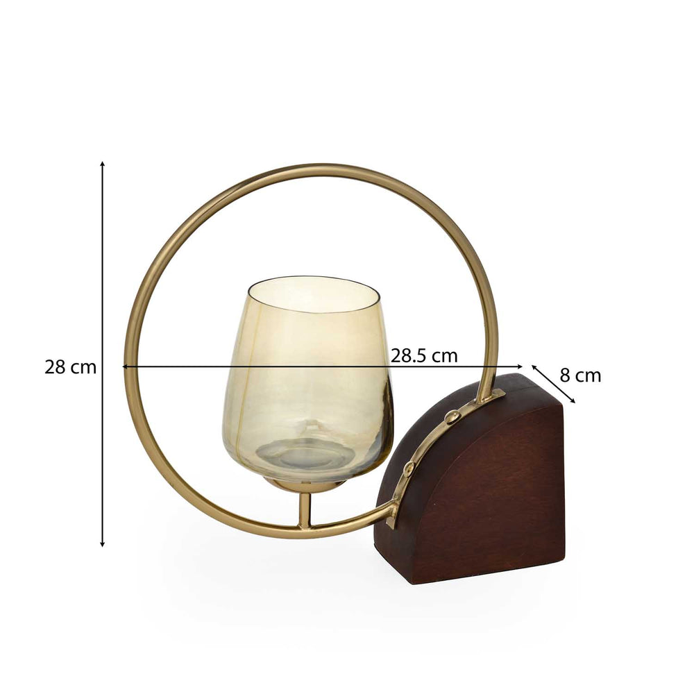 Decorative Golden Ring Candle Holder Small- Brown and Gold
