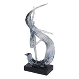 Decorative Modern Abstract Dancing Lady with Wave Polyresin Showpiece- Silver and Black