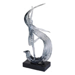 Decorative Modern Abstract Dancing Lady with Wave Polyresin Showpiece- Silver and Black
