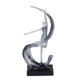 Decorative Modern Abstract Dancing Lady with Wave Polyresin Showpiece- Silver and Black