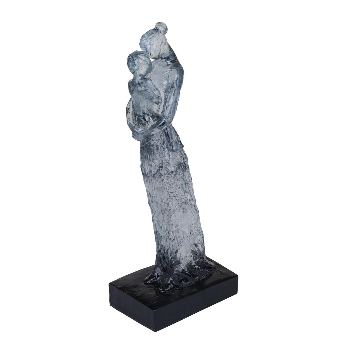 Decorative Modern Abstract Mother Holding Baby Polyresin Showpiece- Silver and Black