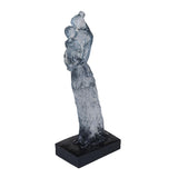 Decorative Modern Abstract Mother Holding Baby Polyresin Showpiece- Silver and Black