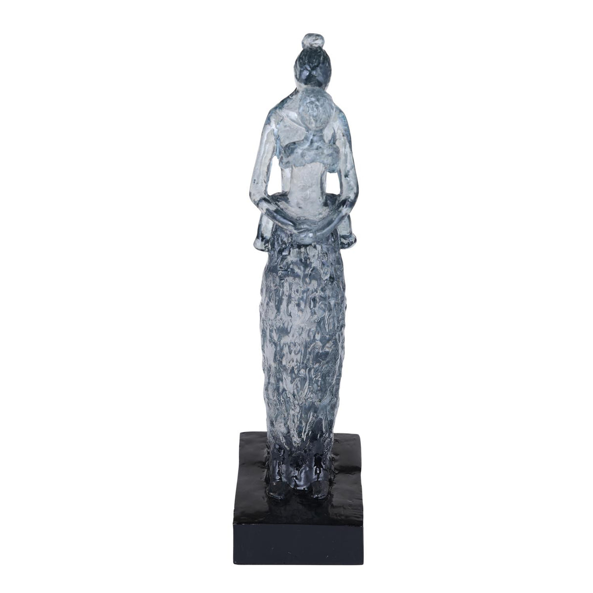 Decorative Modern Abstract Mother Holding Baby Polyresin Showpiece- Silver and Black