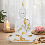 Decorative Buddha Resin Showpiece-White and Gold