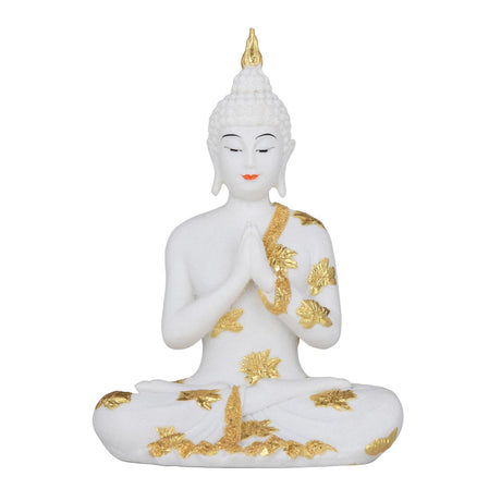 Decorative Buddha Resin Showpiece-White and Gold
