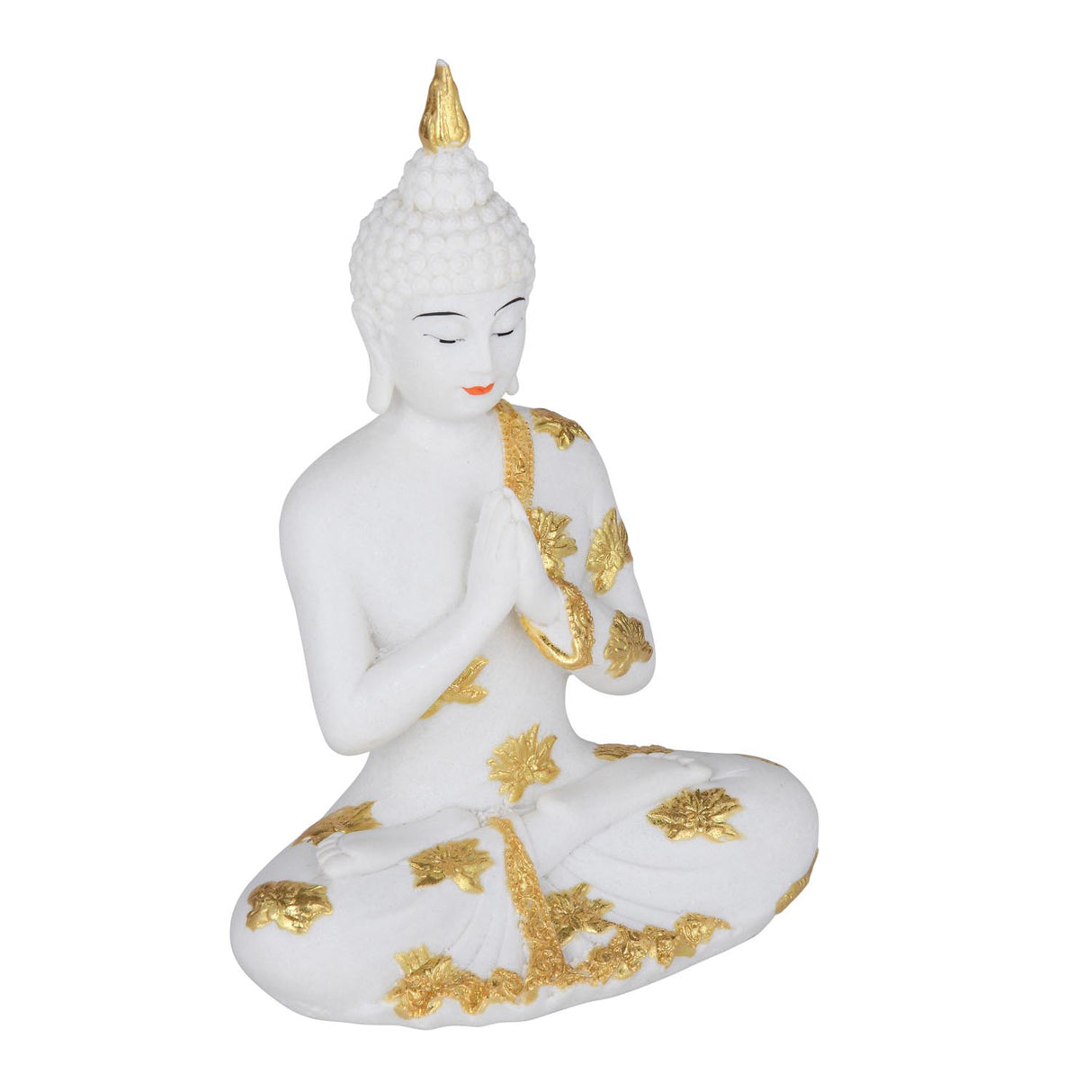 Decorative Buddha Resin Showpiece-White and Gold