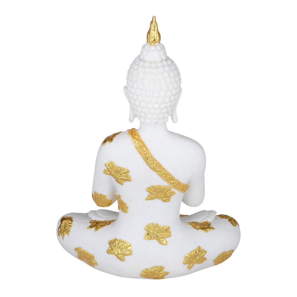 Decorative Buddha Resin Showpiece-White and Gold
