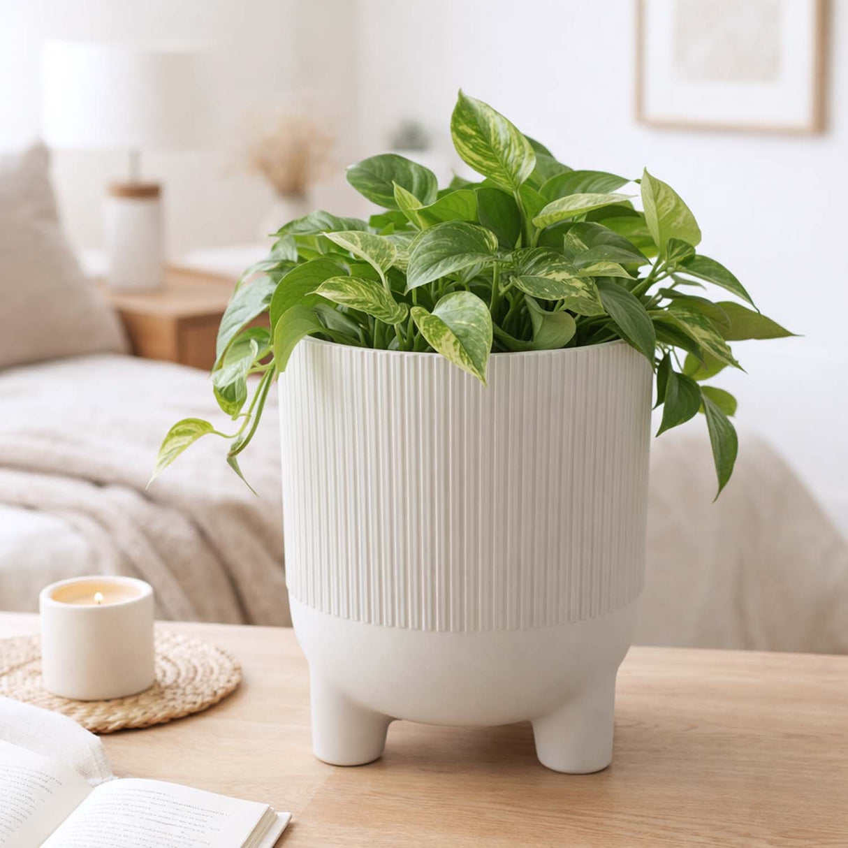 Recycled Mini Fluting Planter 15cm- Beige