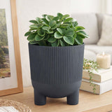Recycled Mini Fluting Planter 19cm- Grey