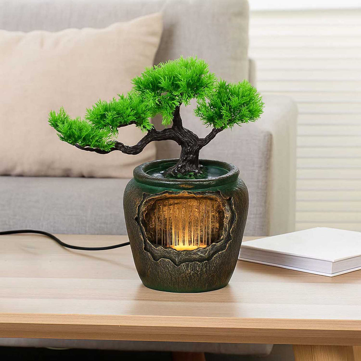 Bonsai Tree Water Fountain- Green and Brown