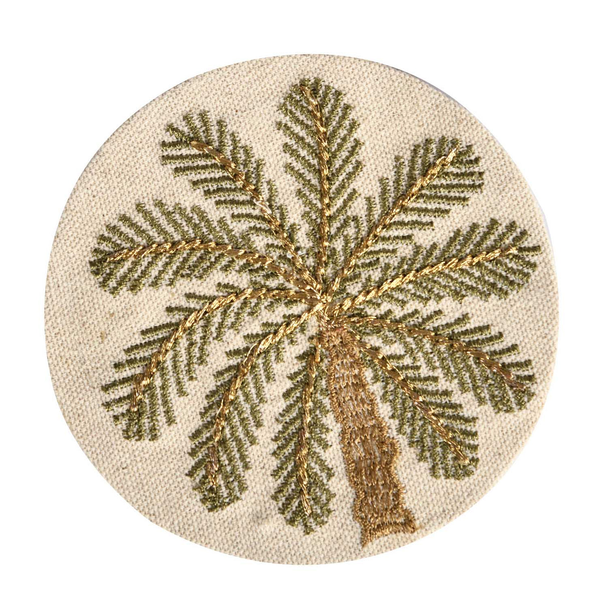 Palm Embroidery Coasters Set of 4- Beige and Brown